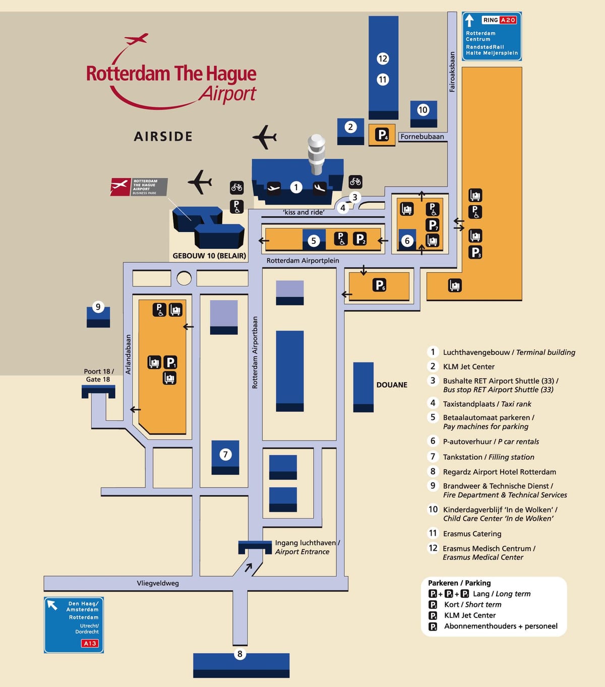 Harta e Roterdamit aeroport